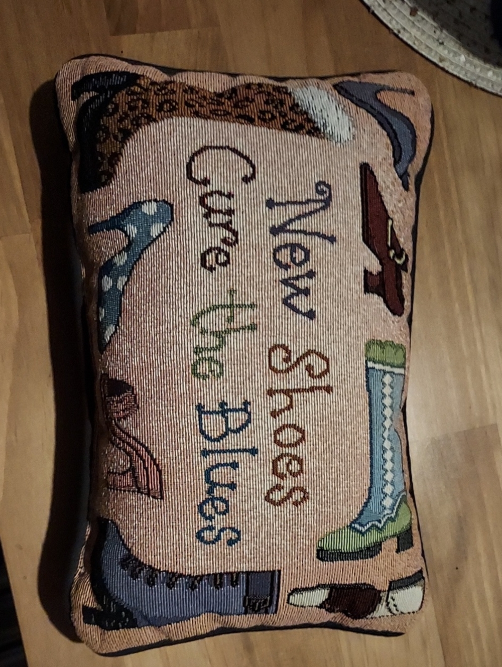Decorative 'New Shoes Cure the Blues' Pink Accent Pillow